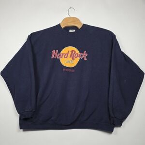 Vintage Hard Rock Cafe Phoenix Sweatshirt Men XL Navy Blue Crewneck Big Logo 90s